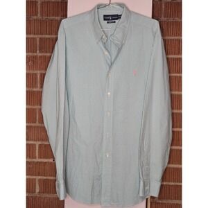 Ralph Lauren Shirt Mens 17 XL‎ Pastel Green Checked Classic Fit Button Up Down